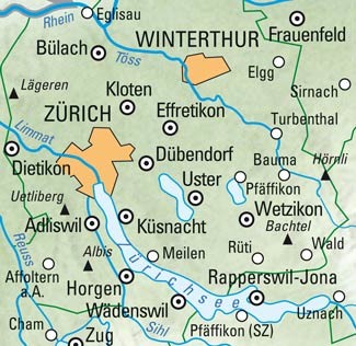 KÜMMERLY+FREY Carte des randonnées 325902206 Zürich 1:60'000