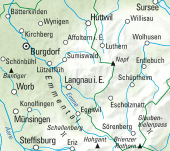 KÜMMERLY+FREY Carte des randonnées 325902210 Emmental-Entlebuch 1:60'000