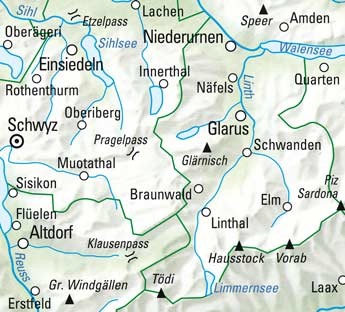 KÜMMERLY+FREY Carte des randonnées 325902212 Glarnerland 1:60'000