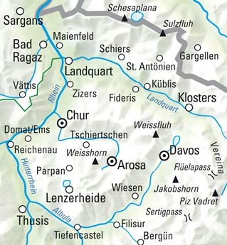 KÜMMERLY+FREY Carte des randonnées 325902213 Davos-Arosa 1:60'000