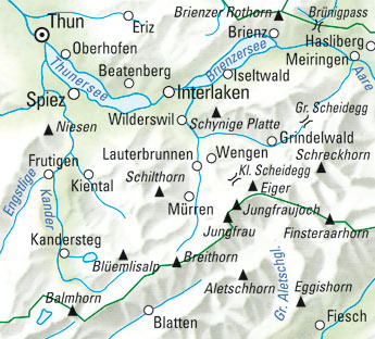 KÜMMERLY+FREY Carte des randonnées 325902218 Jungfrau-Region 1:60'000