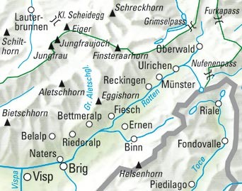 KÜMMERLY+FREY Carte des randonnées 325902225 Aletsch-Goms 1:60'000