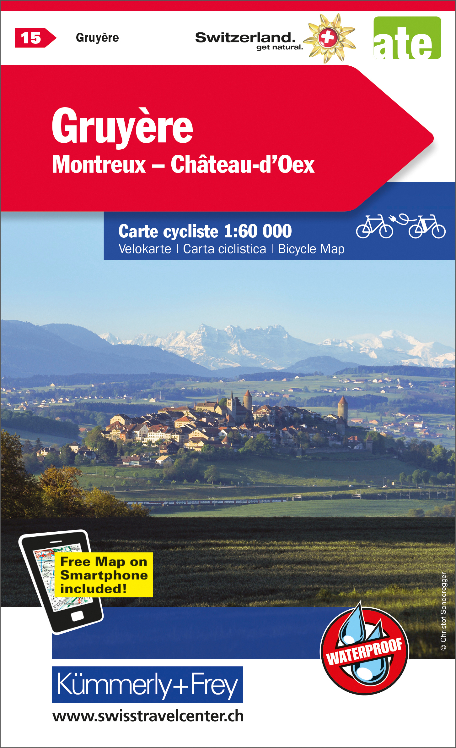 KÜMMERLY+FREY Carte vélo 1:60'000 325902415 Gruyere-Montreux-Château dOex