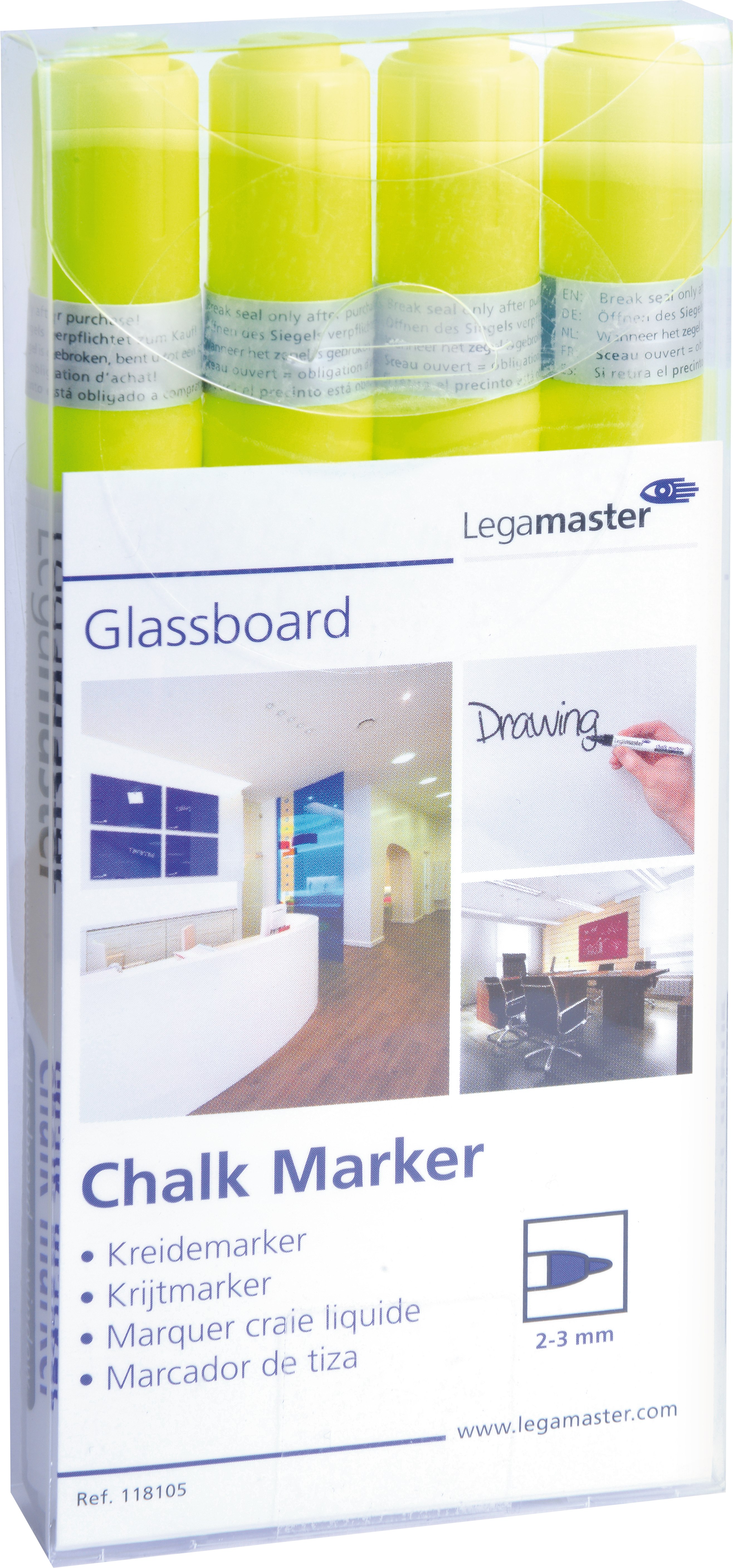 LEGAMASTER Glassboard Marker 7-118105 4 pcs. jaune