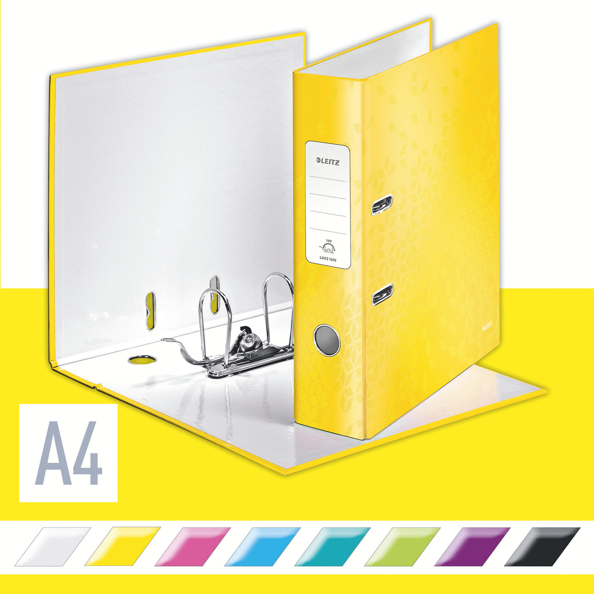 LEITZ Classeur WOW 180° 8cm 1005-00-16 jaune A4