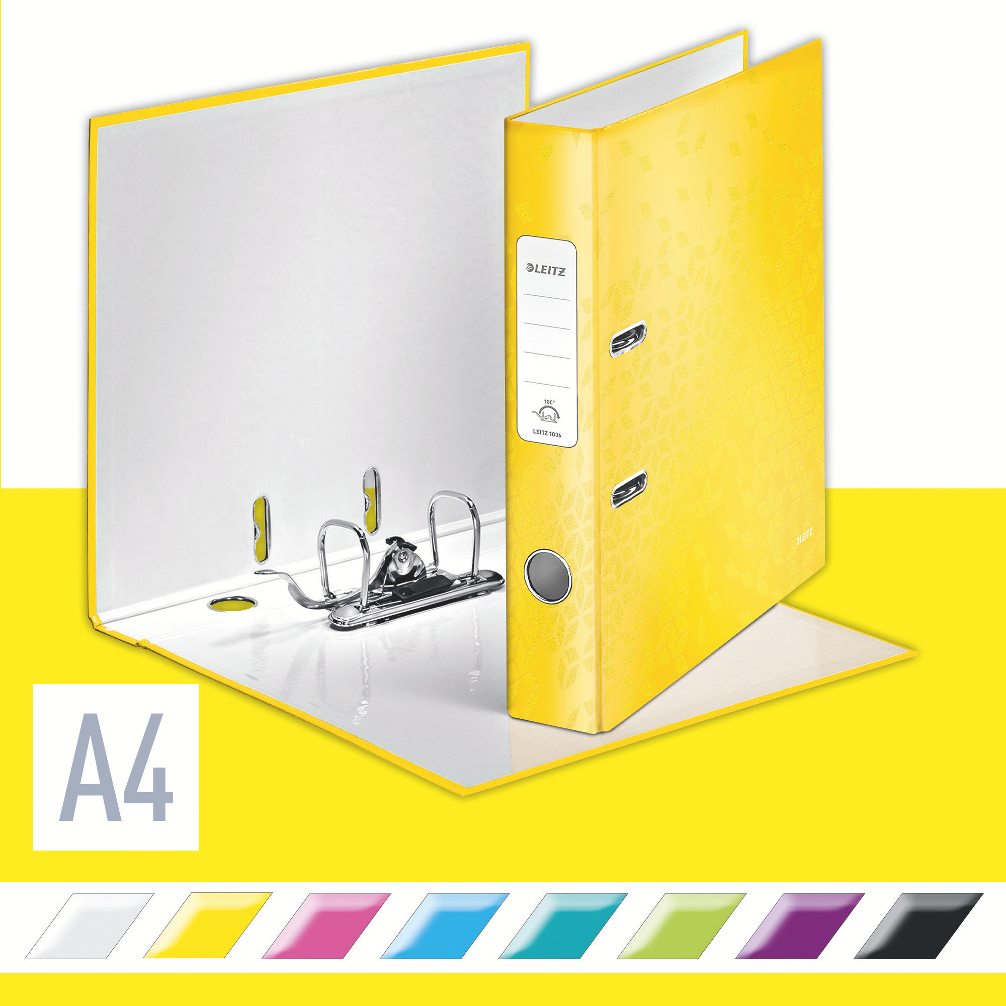 LEITZ Classeur WOW 180° 5.2cm 1006-00-16 jaune A4