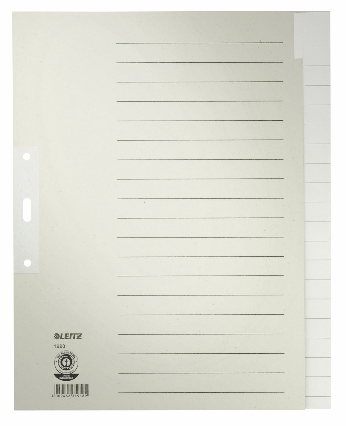 LEITZ Répertoire papier amarre A4+ 1220-00-85 en blanc 20 compart. en blanc 20 compart.