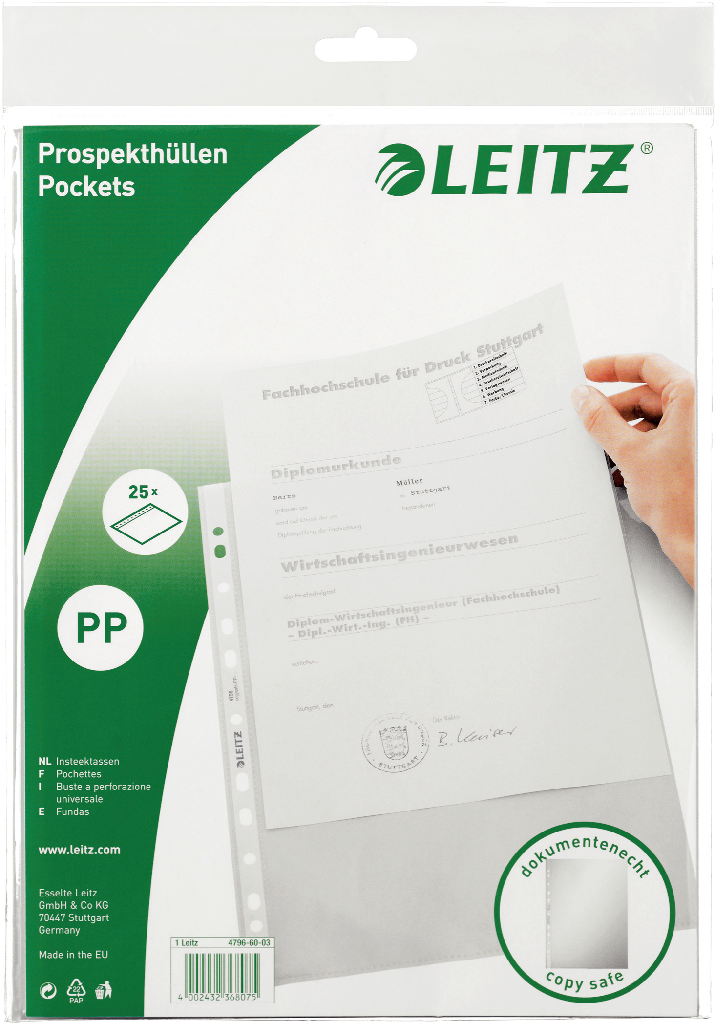 LEITZ Dossier PP A4 47966003 transparent 25 pcs.