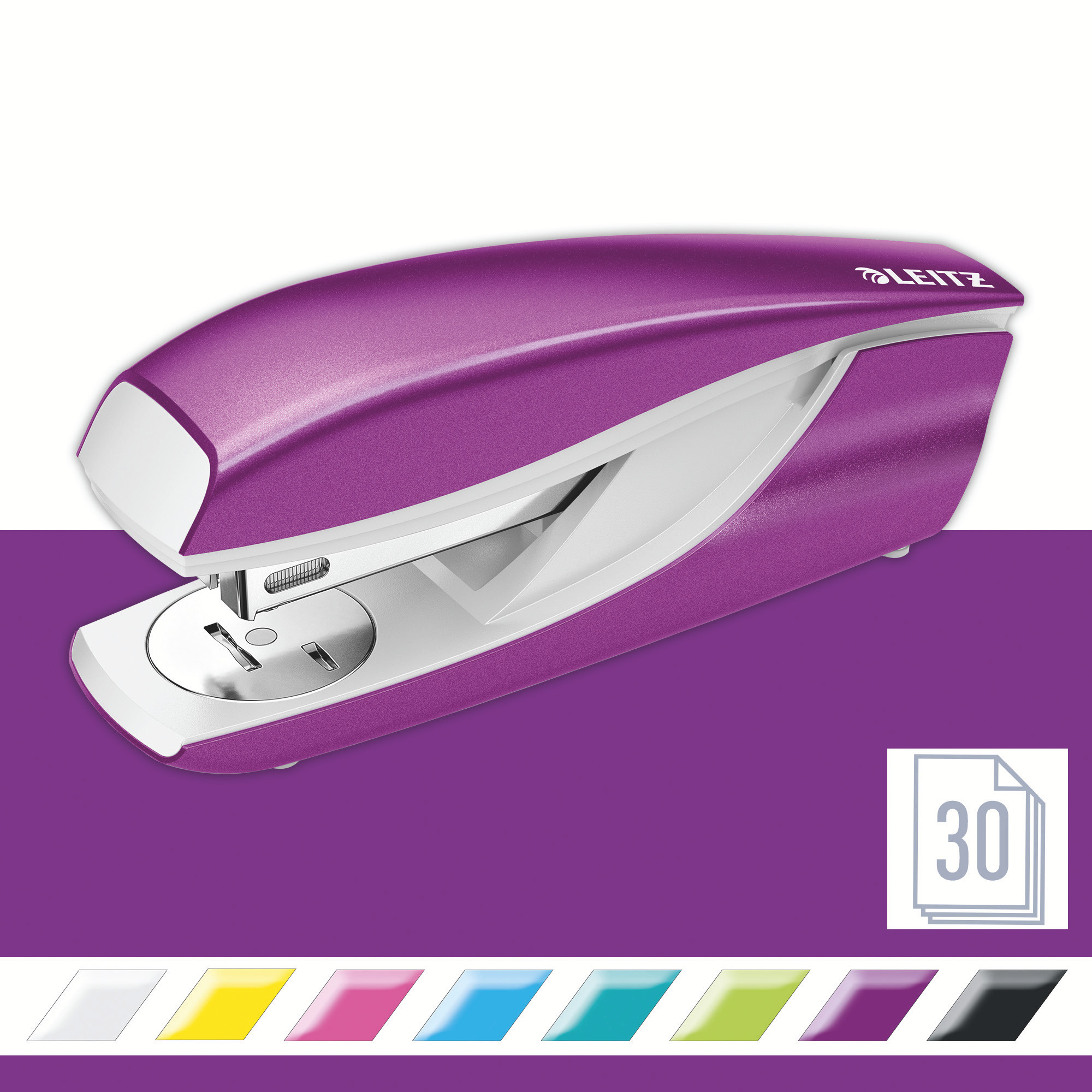 LEITZ Perforateur/Agrafeuse WOW 5095-10-62 violet, Bundle 30 feuilles