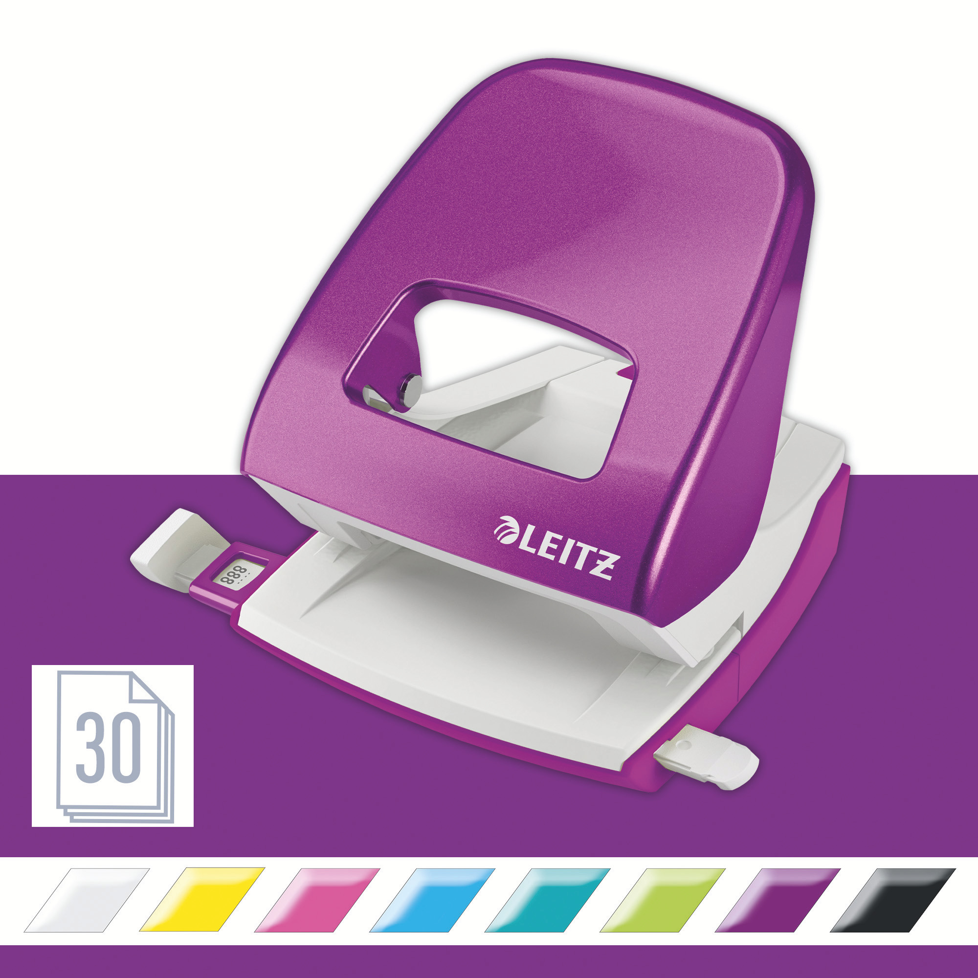 LEITZ Perforateur/Agrafeuse WOW 5095-10-62 violet, Bundle 30 feuilles