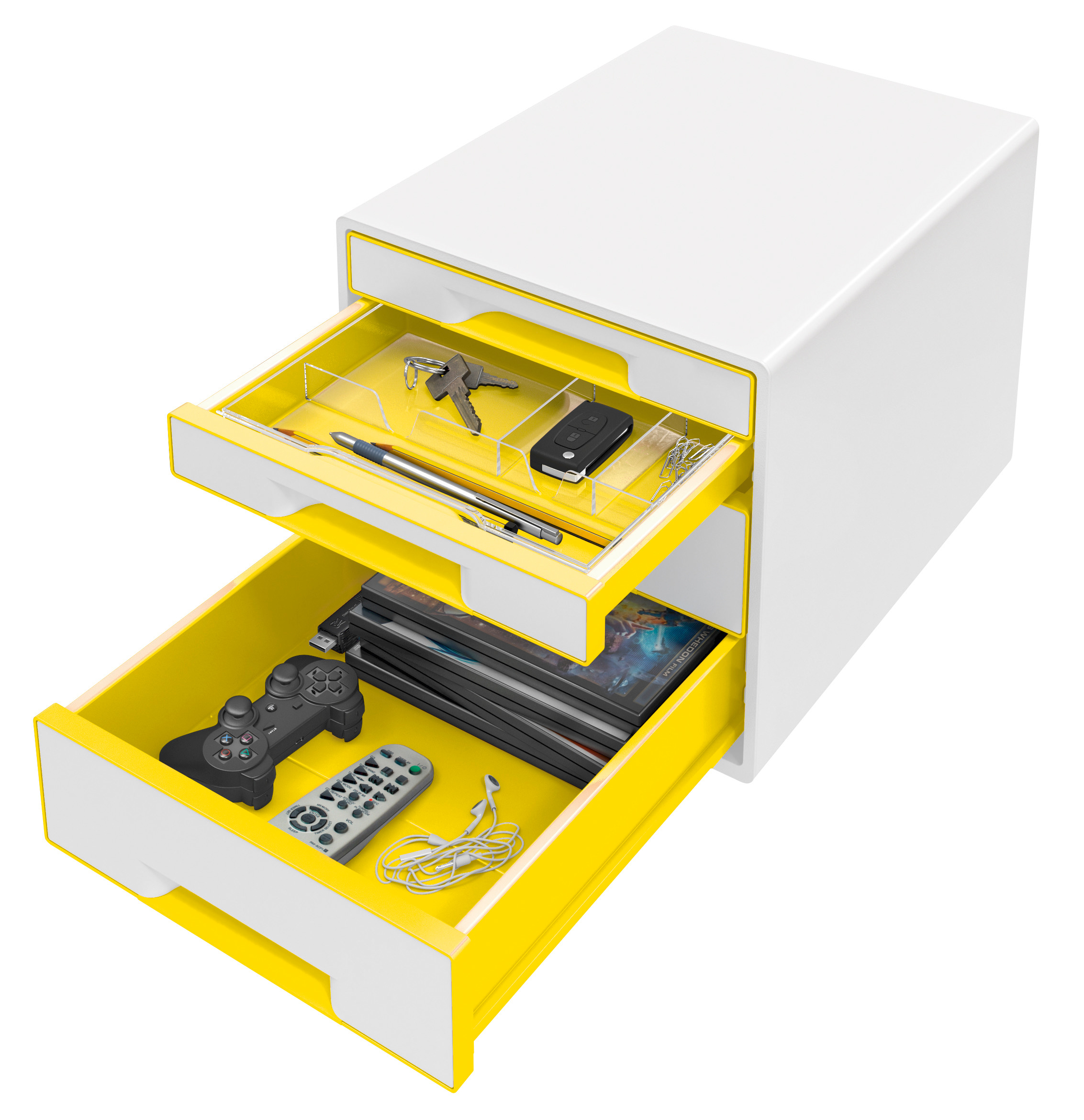 LEITZ Set tiroirs WOW Cube A4 5213-20-16 blanc/jaune 4 tiroirs
