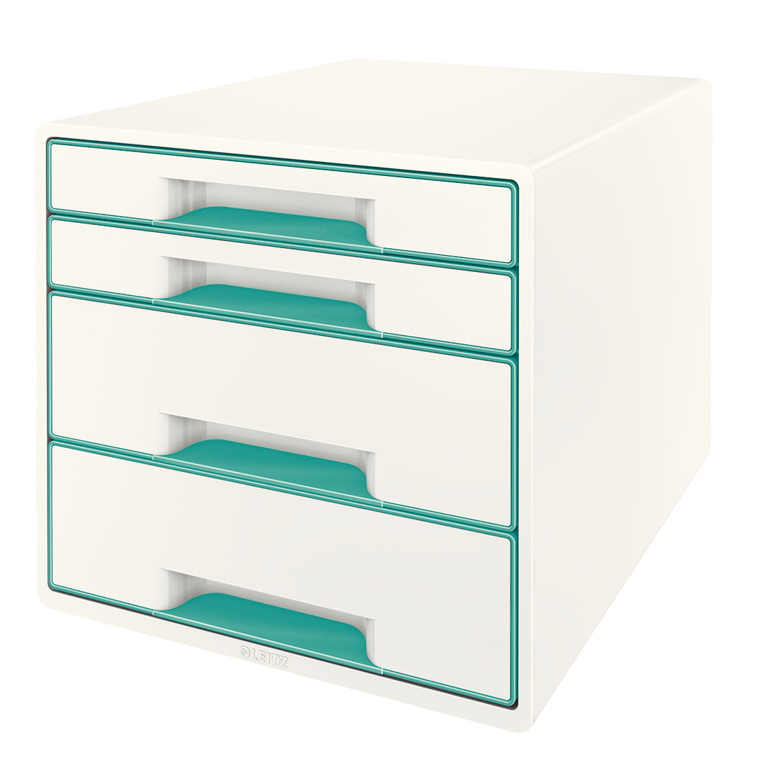 LEITZ Set tiroirs WOW Cube A4 52132051 blanc/menthe, 4 tiroirs