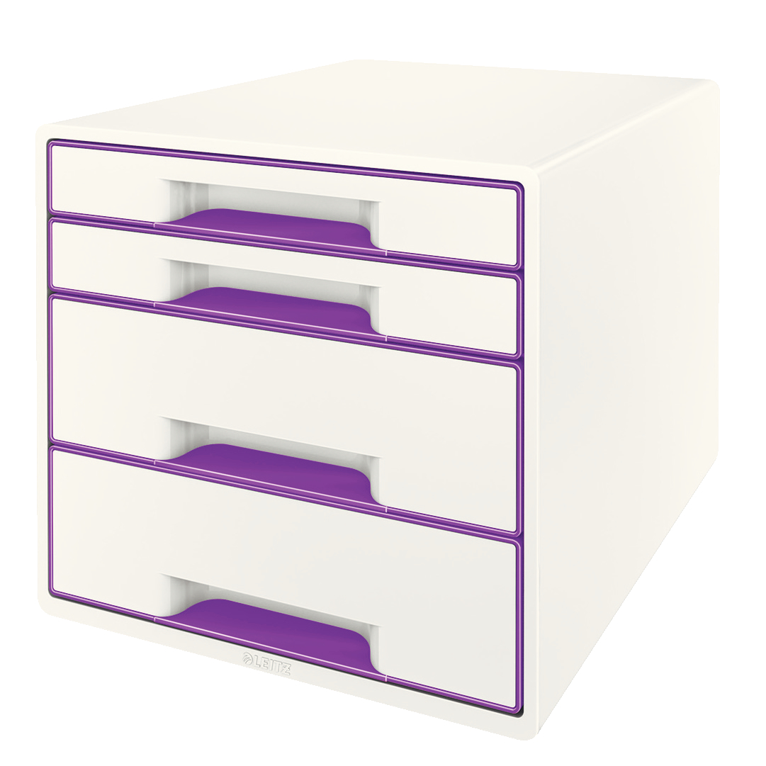 LEITZ Set tiroirs WOW Cube A4 52132062 blanc/violet, 4 tiroirs blanc/violet, 4 tiroirs