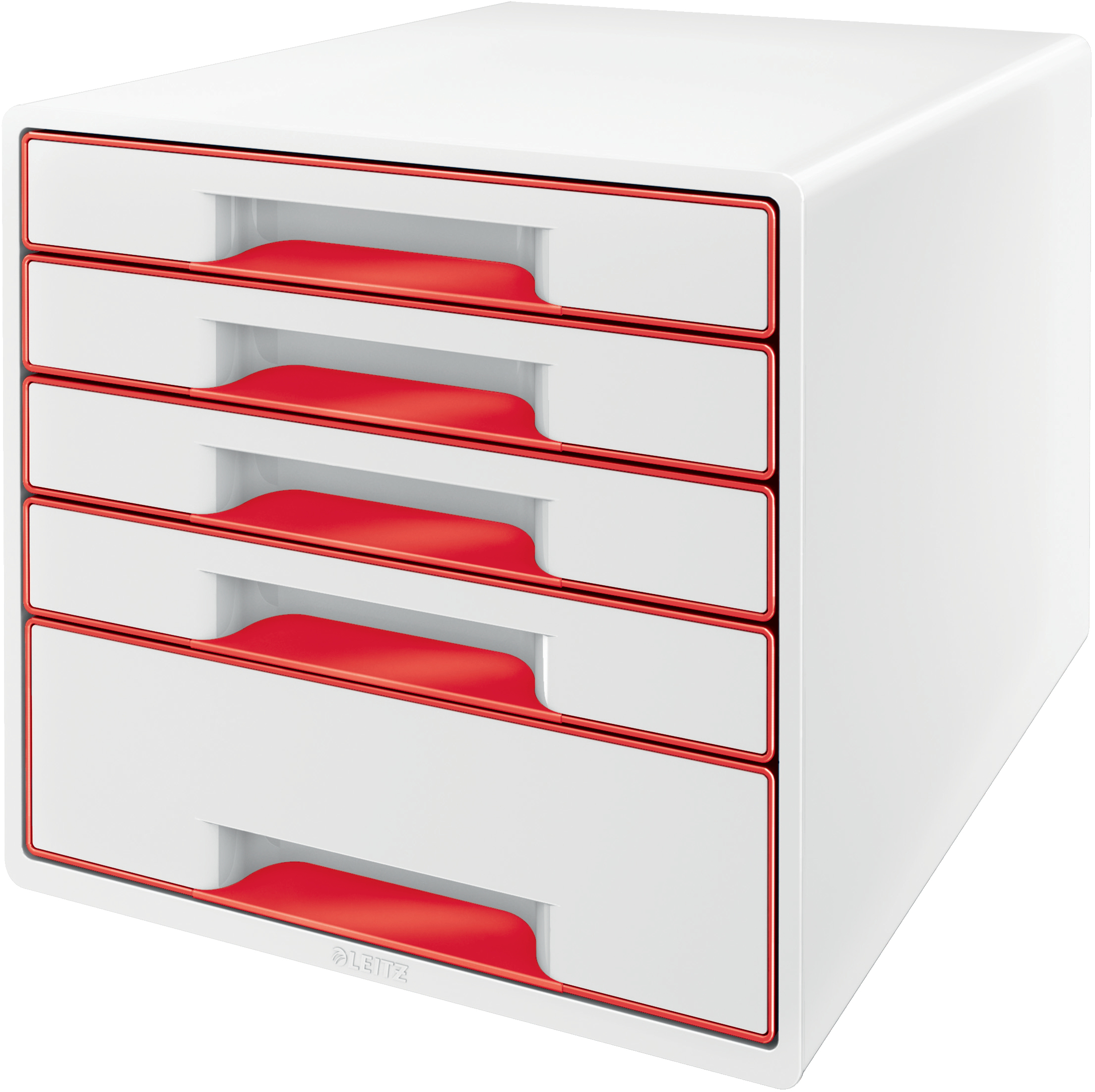 photo LEITZ Set tiroirs WOW Cube A4 5214-20-26 blanc/rouge, 5 tiroirs