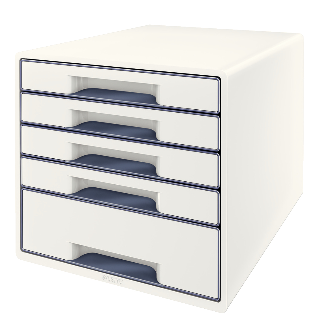 LEITZ Set tiroirs WOW Cube A4 52142001 blanc/gris, 5 tiroirs
