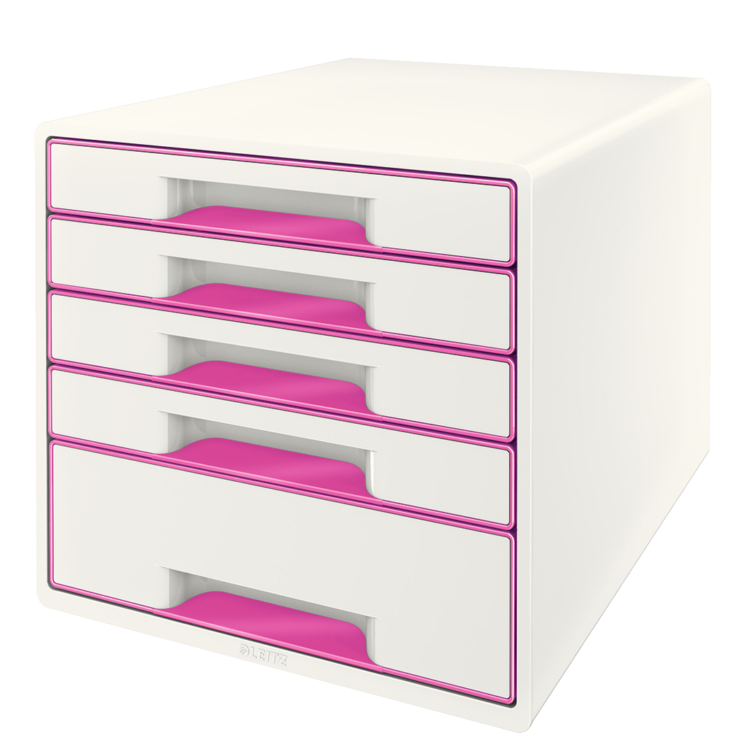 LEITZ Set tiroirs WOW Cube A4 52142023 blanc/pink, 5 tiroirs