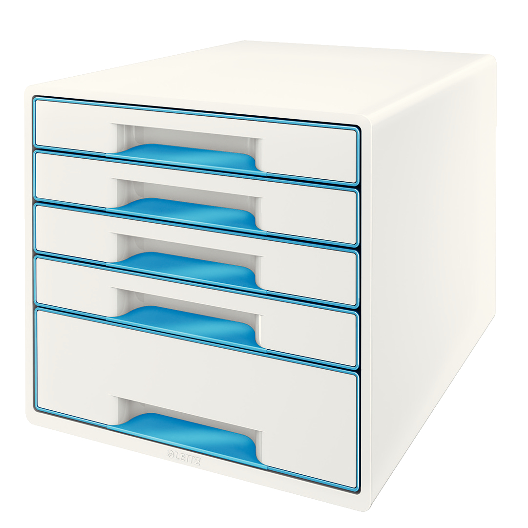 LEITZ Set tiroirs WOW Cube A4 52142036 blanc/bleu, 5 tiroirs