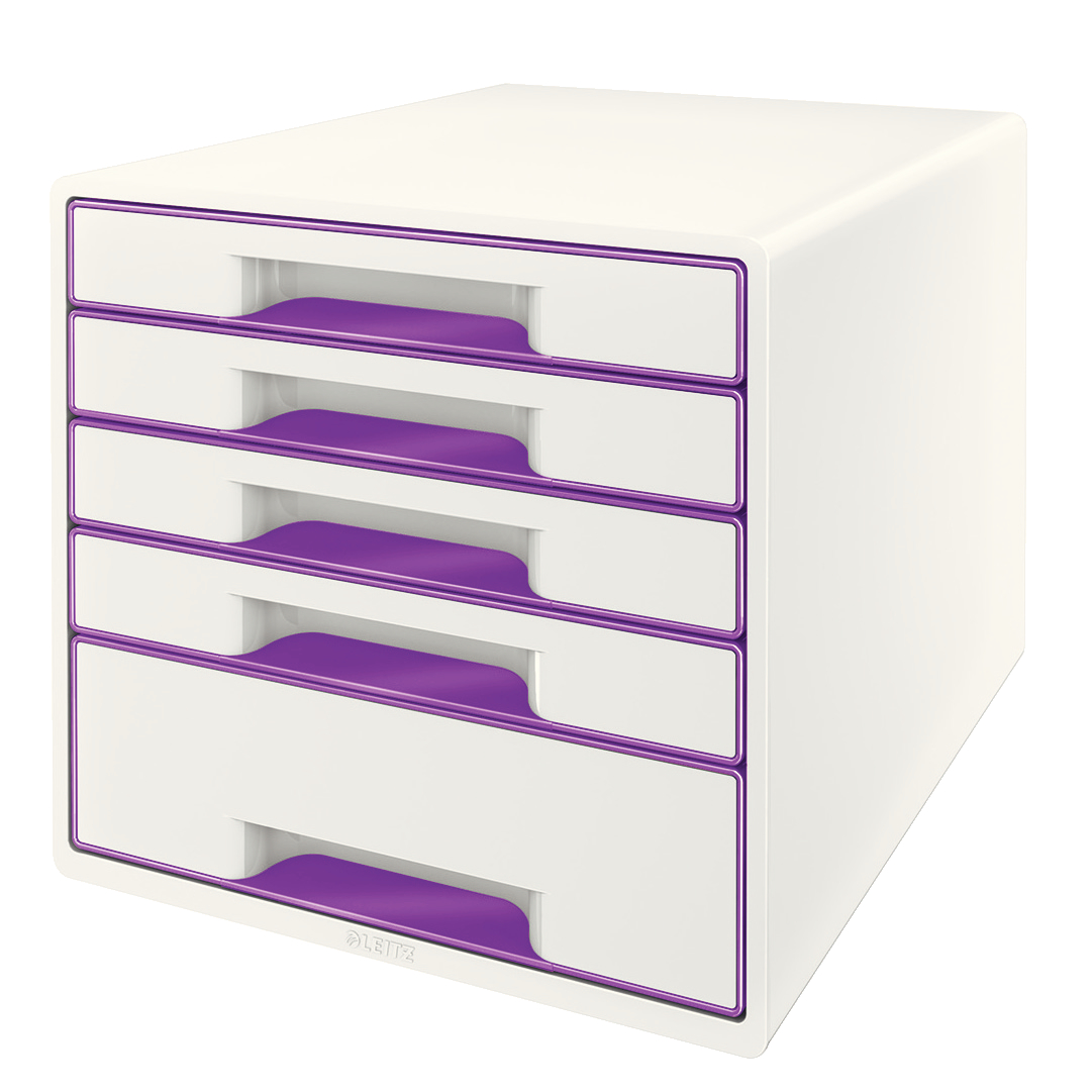 LEITZ Set tiroirs WOW Cube A4 52142062 blanc/violet, 5 tiroirs