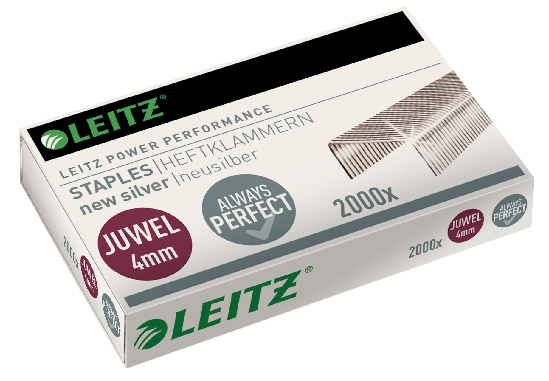 LEITZ Agrafes Juwel 4mm 5641-00-00 Cuivre et Zinc 2000 pcs Cuivre et Zinc 2000 pcs