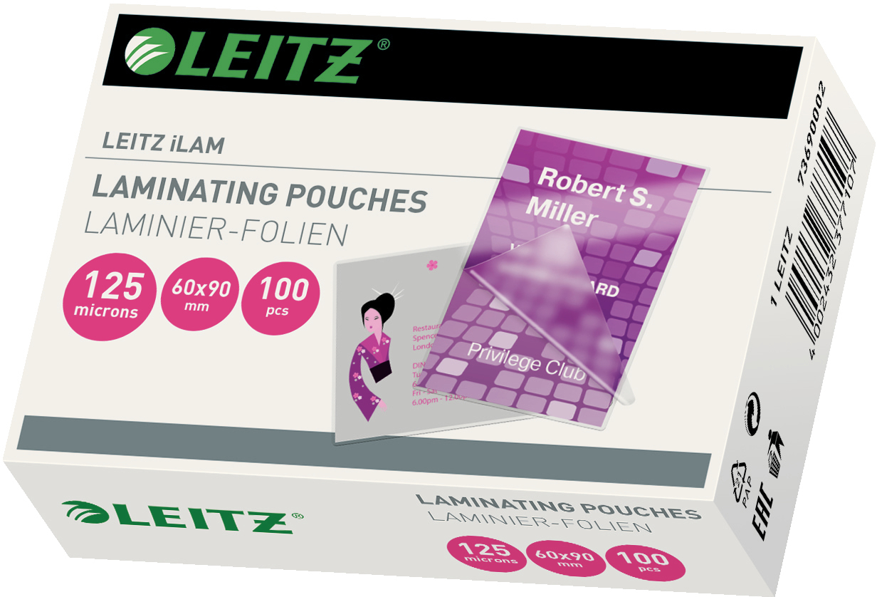 LEITZ Pochettes à plastifier 60x90 73690002 brillant, 125my 100 pcs.