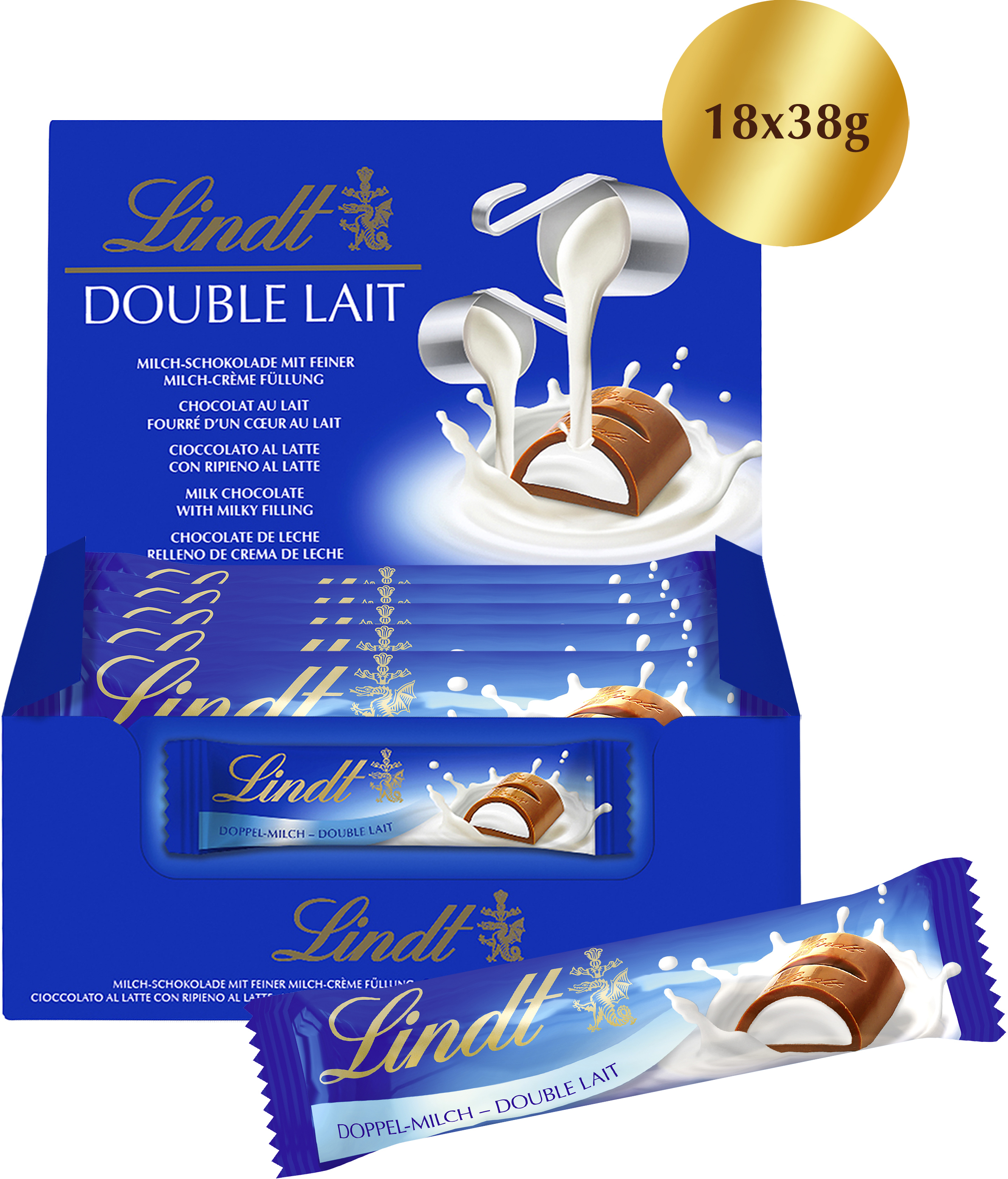 photo LINDT Barre de chocolat 648800 Double Lait 18x38g