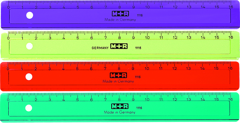 M+R Flachlineal 16cm 711160150 farbig ass.