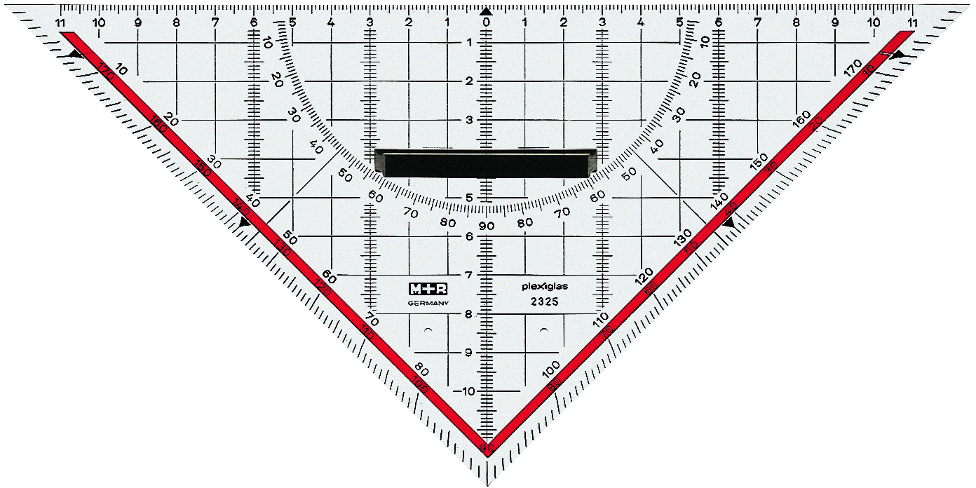 M+R Geometriedreieck 22cm 723250100 abnehmbarer Griff, rot