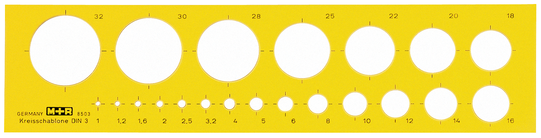 M+R Kreisschablone 1-32mm 785030670 gelb-transparent
