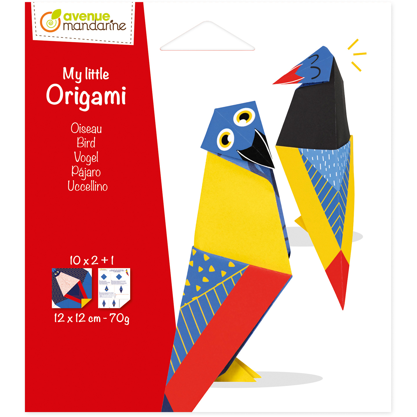photo MANDARINE Dépliants Origami 12x12cm OR516C Oiseau 70g 20 feuilles