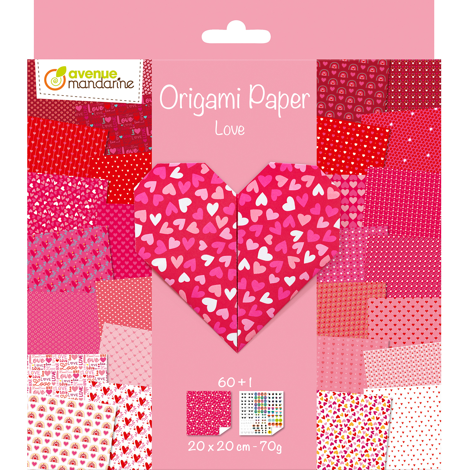 photo MANDARINE Dépliants Origami 20x20cm OR518C Love 70g 60 feuilles