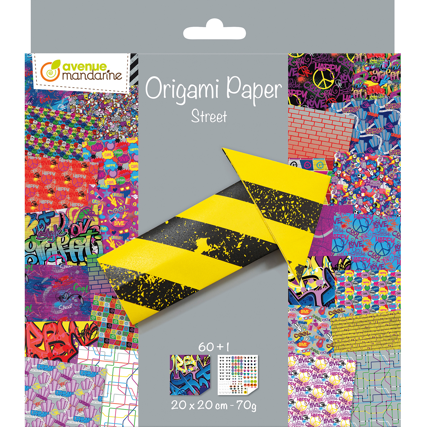 photo MANDARINE Dépliants Origami 20x20cm OR520C Street Art 70g 60 feuilles