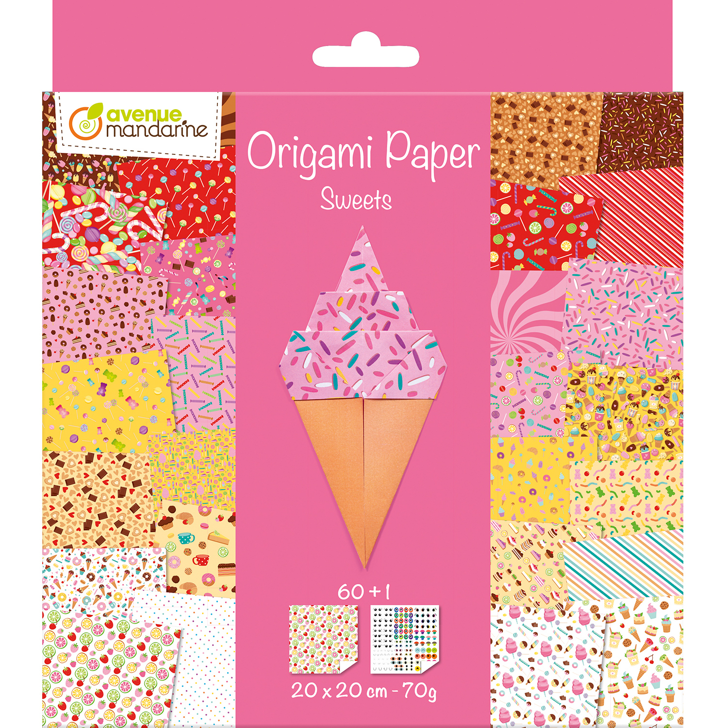 photo MANDARINE Dépliants Origami 20x20cm OR522C Sweets 70g 60 feuilles