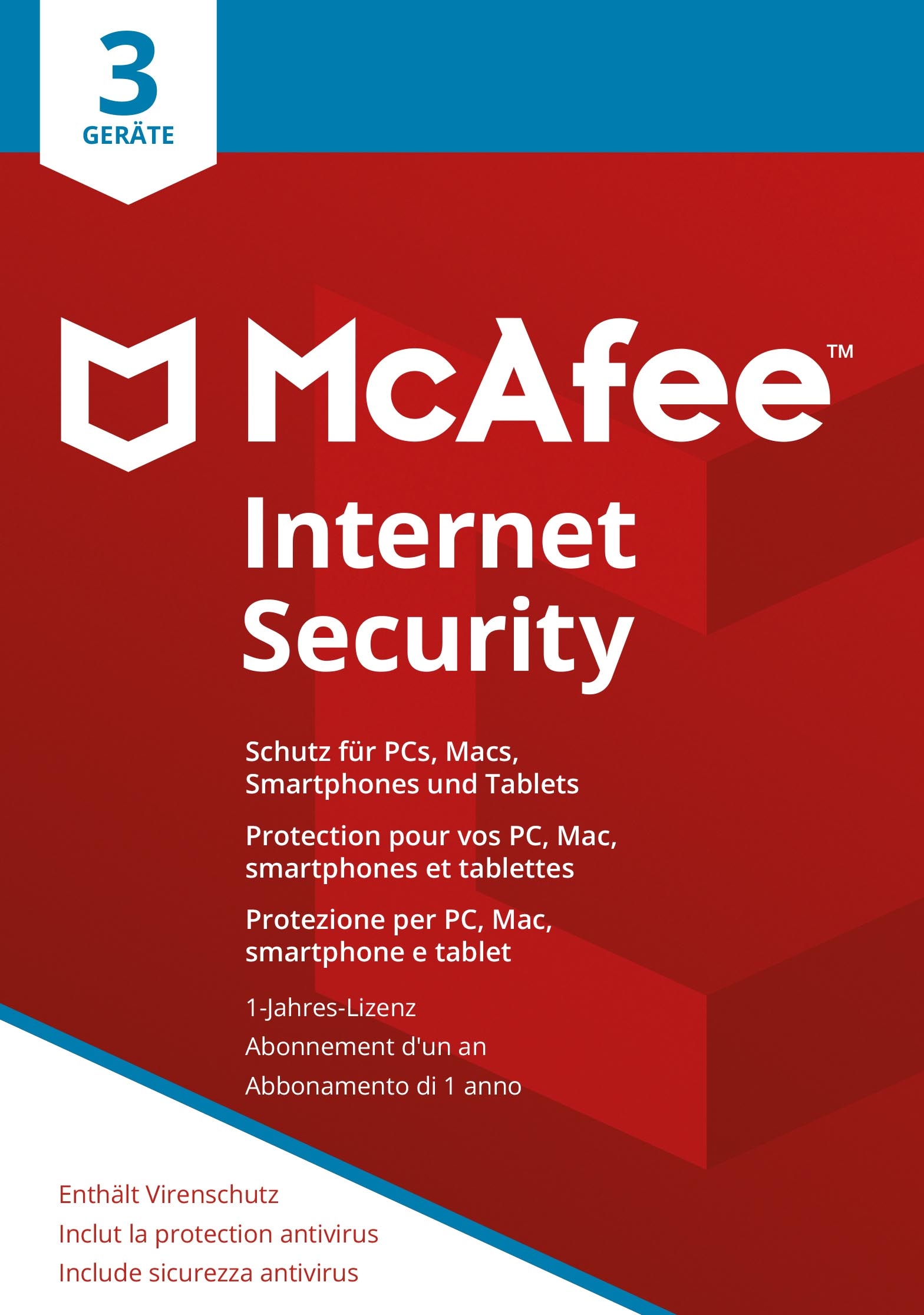 MCAFEE Internet Security MIS00GNR3RAA 3 Devices (Code in a box)