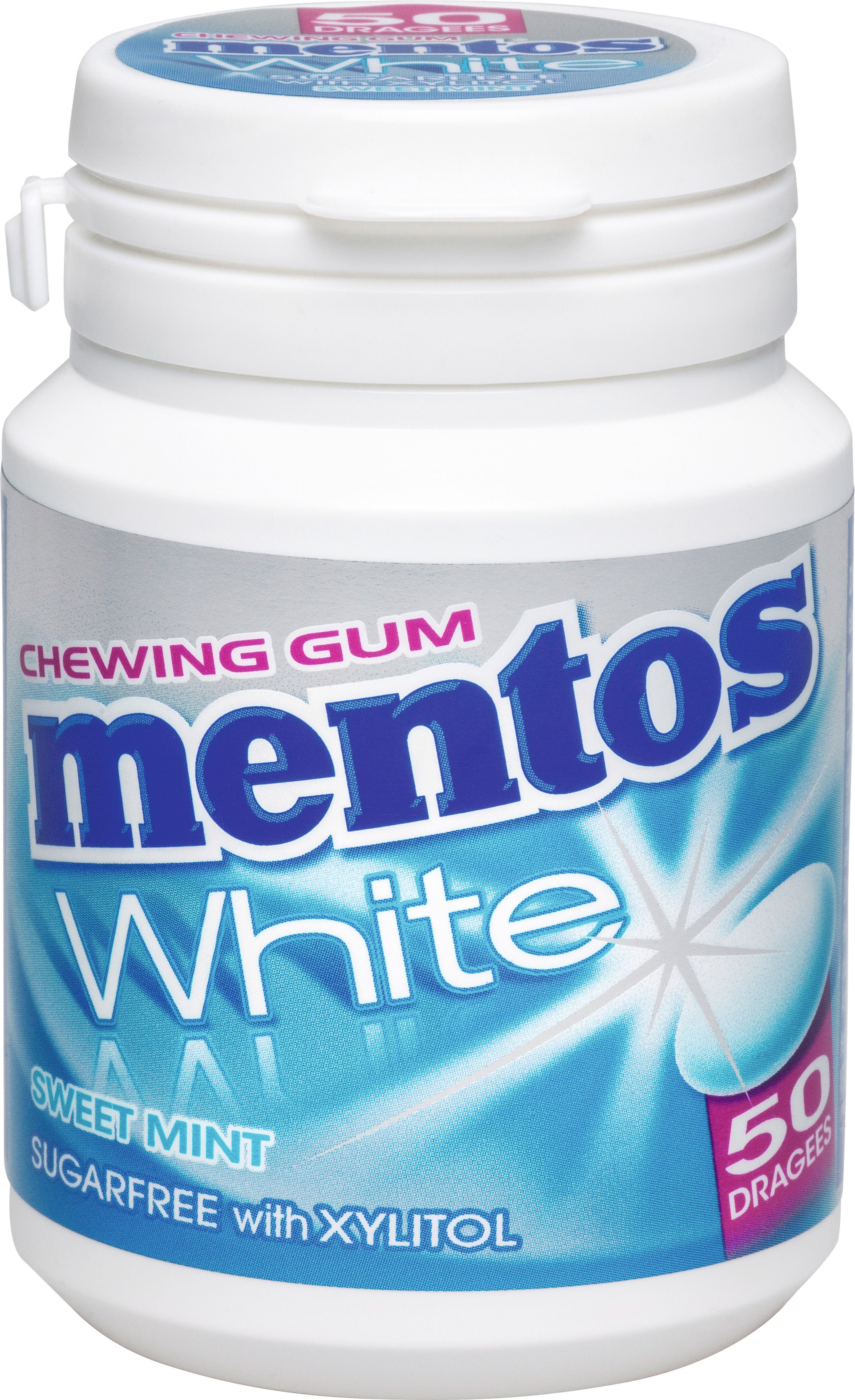 MENTOS Gum, White Sweet Mint 109400000279 6 x 75 g