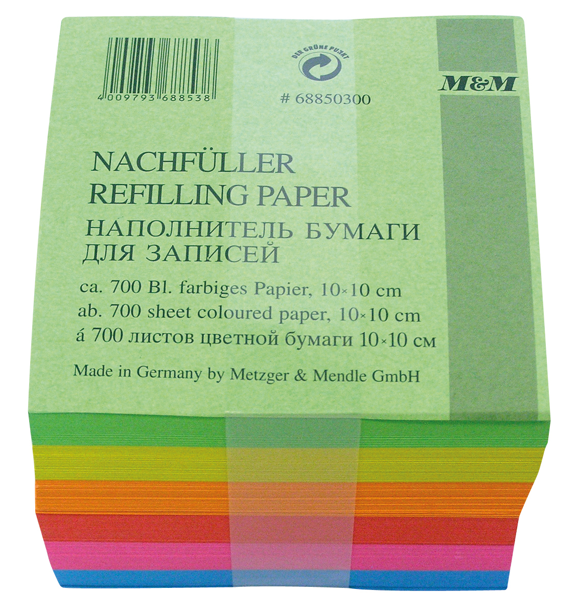 METZGER&MENDLE Zettelbox Papier 98x98mm 68850300 farbig 700 Blatt