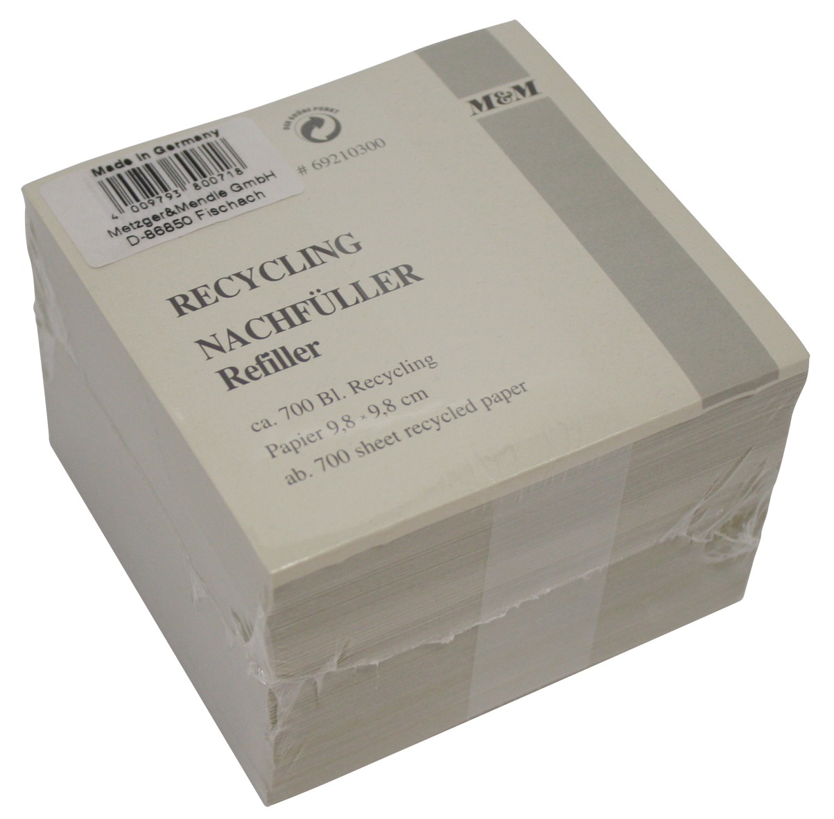 METZGER&MENDLE Zettelbox Papier 98x98mm 69210300 Recycling 700 Blatt
