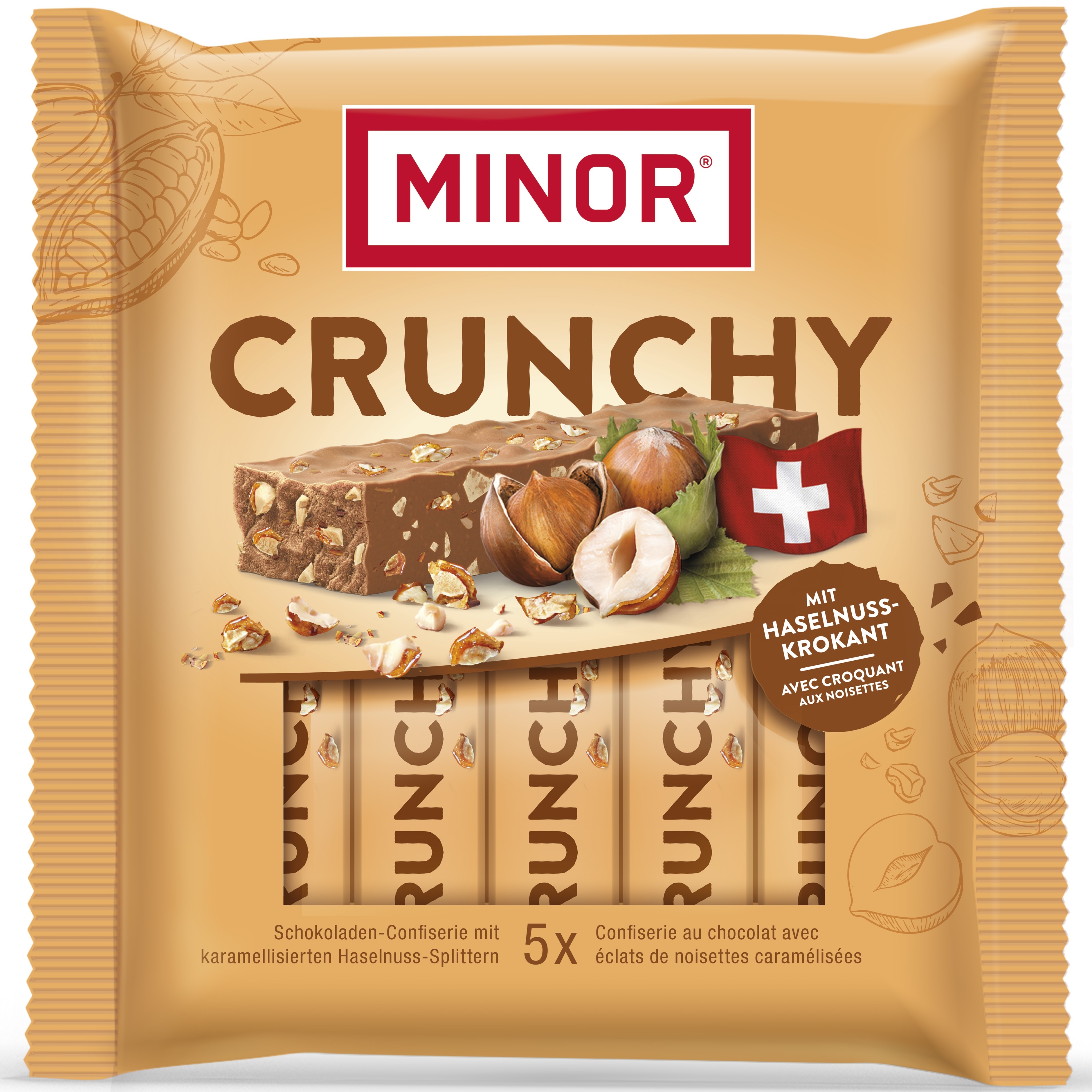 photo MINOR Barre de chocolat 07947-00-0015 Crunchy 5x22g