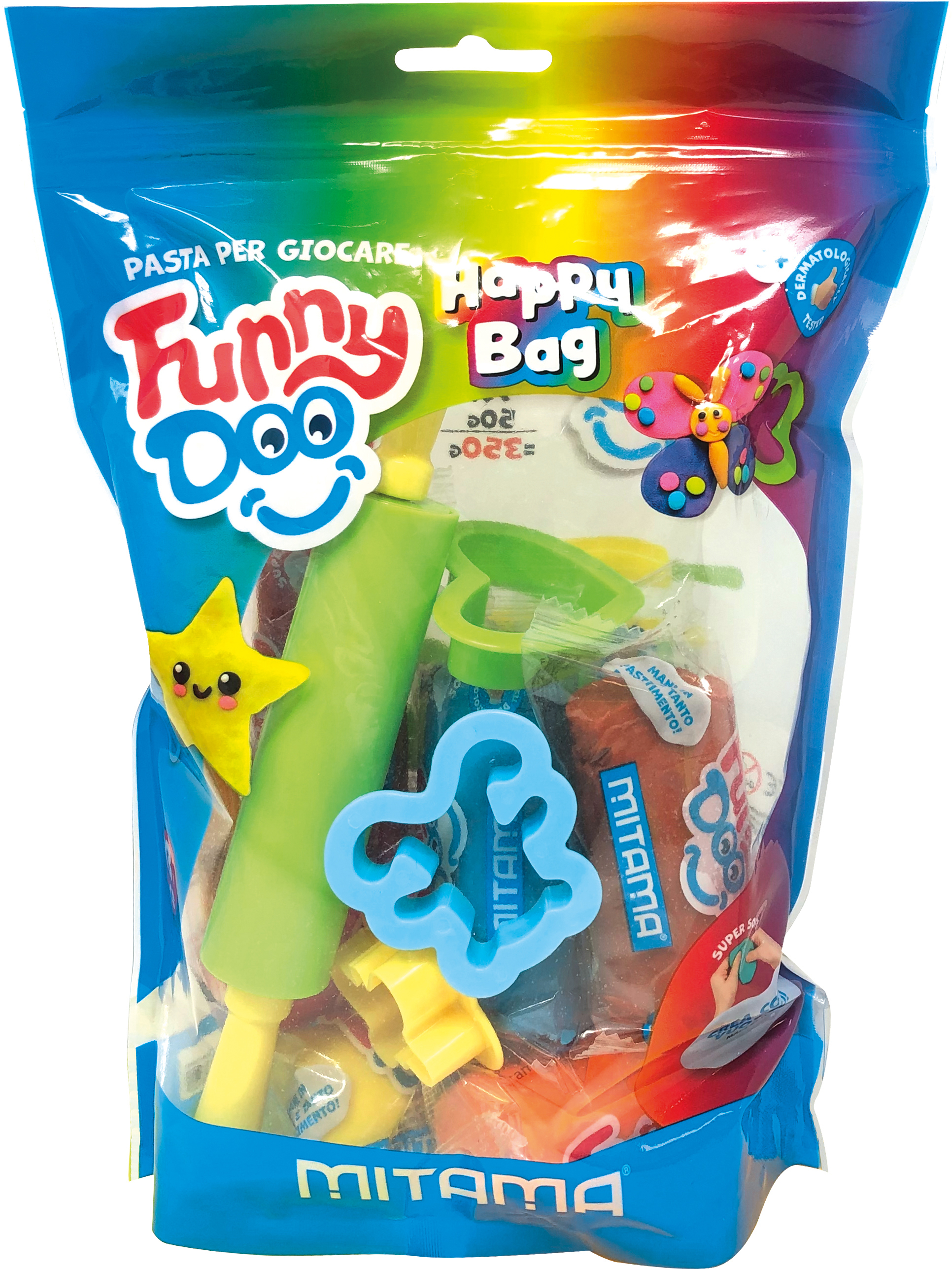 photo MITAMA Set de modelage Funny Doo 350g 3910008 Happy Bag, 14 pièces