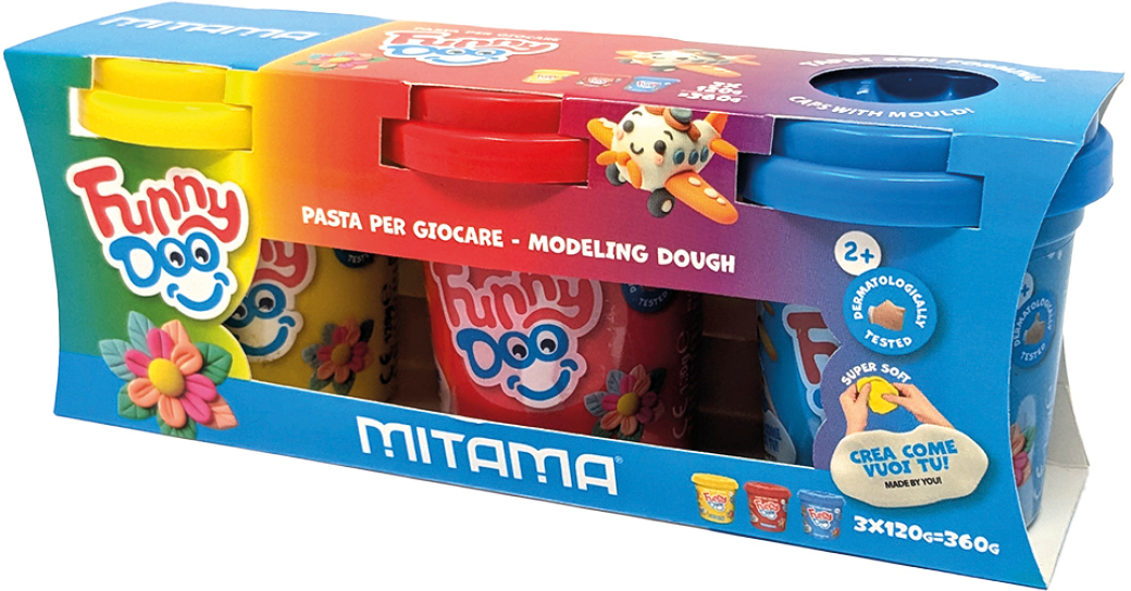 photo MITAMA Set de modelage Funny Doo 360g 3910019 Tris Basic, 3 pièces