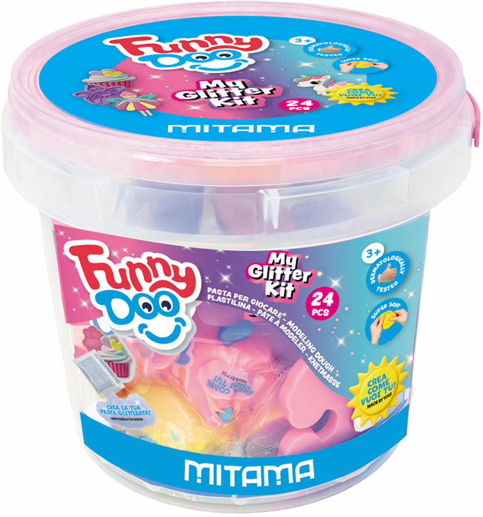 MITAMA Modellierset Funny Doo 450g 3910076 My Glitter Kit, 24-teilig