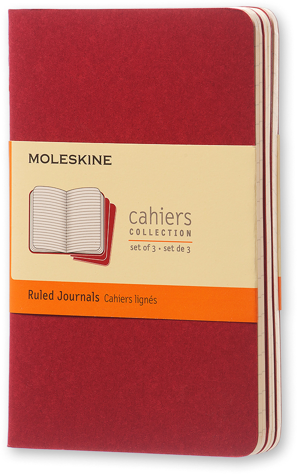 MOLESKINE Notizheft Cahier A6 095-6 liniert, rot 3 Stück