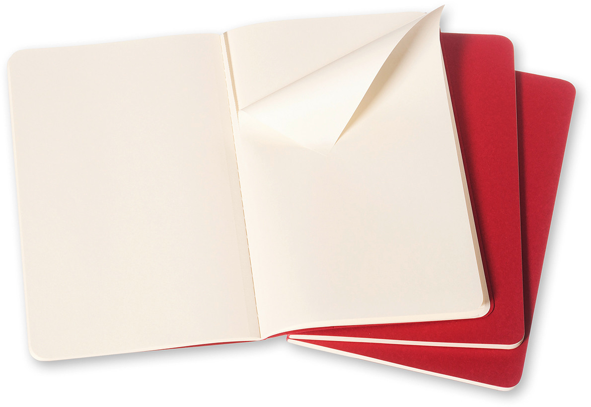 MOLESKINE Cahier A6 097-0 en blanc, rouge 3 pcs.