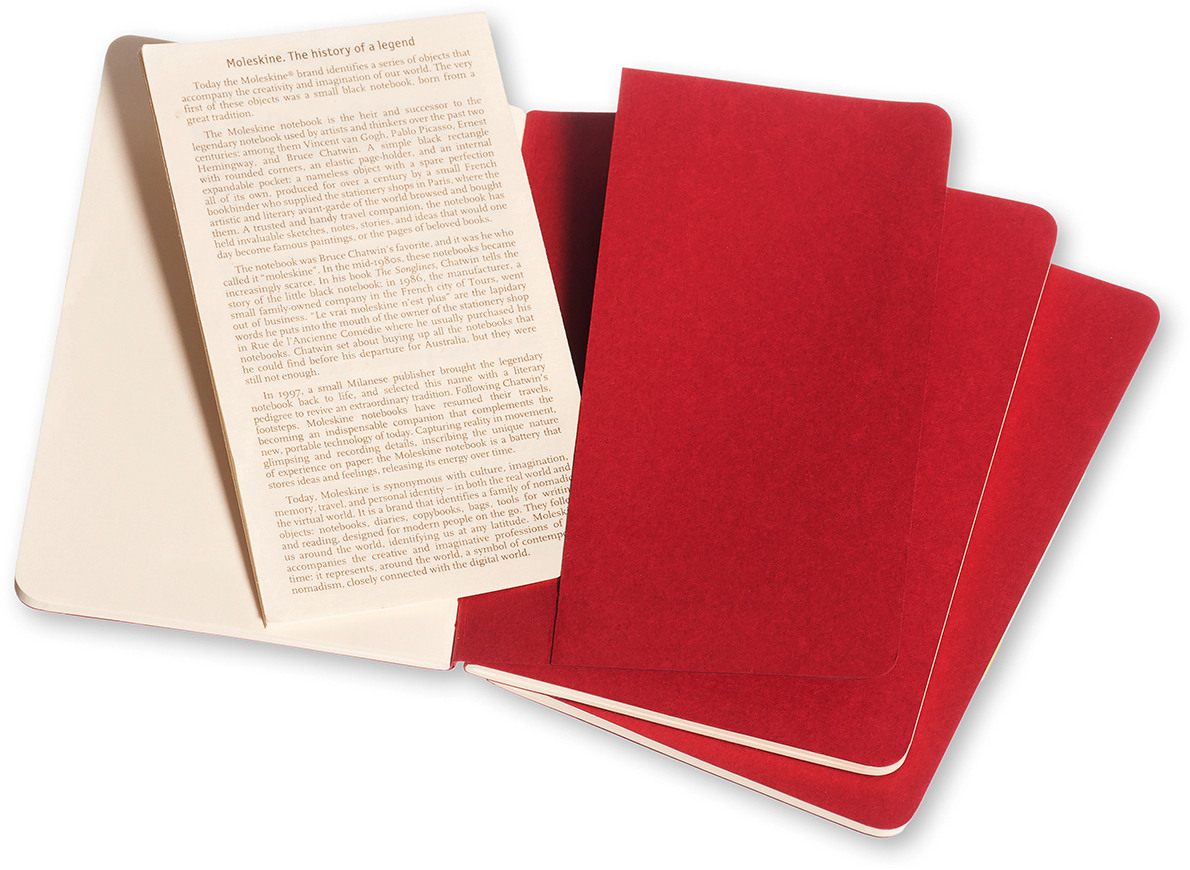 MOLESKINE Cahier A6 097-0 en blanc, rouge 3 pcs.