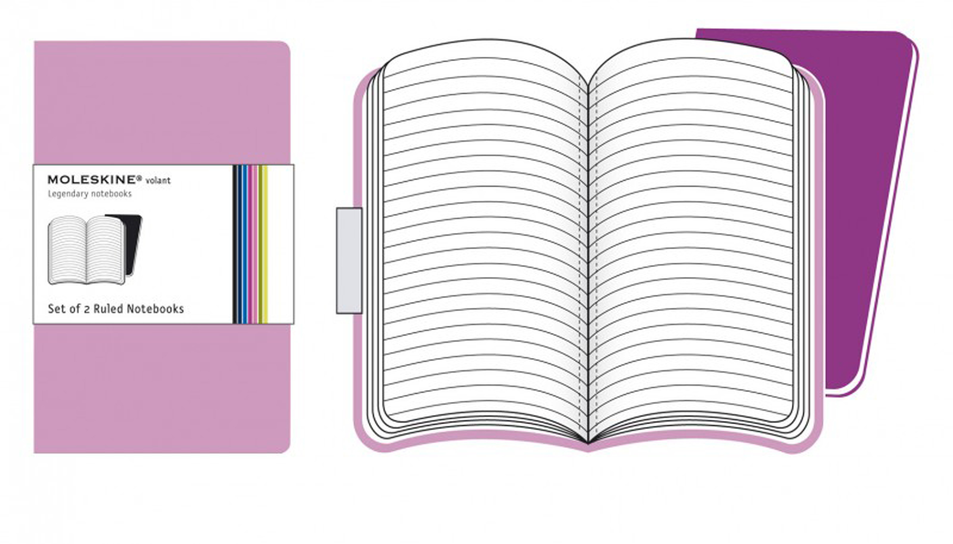 MOLESKINE Notizbuch Volant XL 323-0 liniert, pink 2 Stück