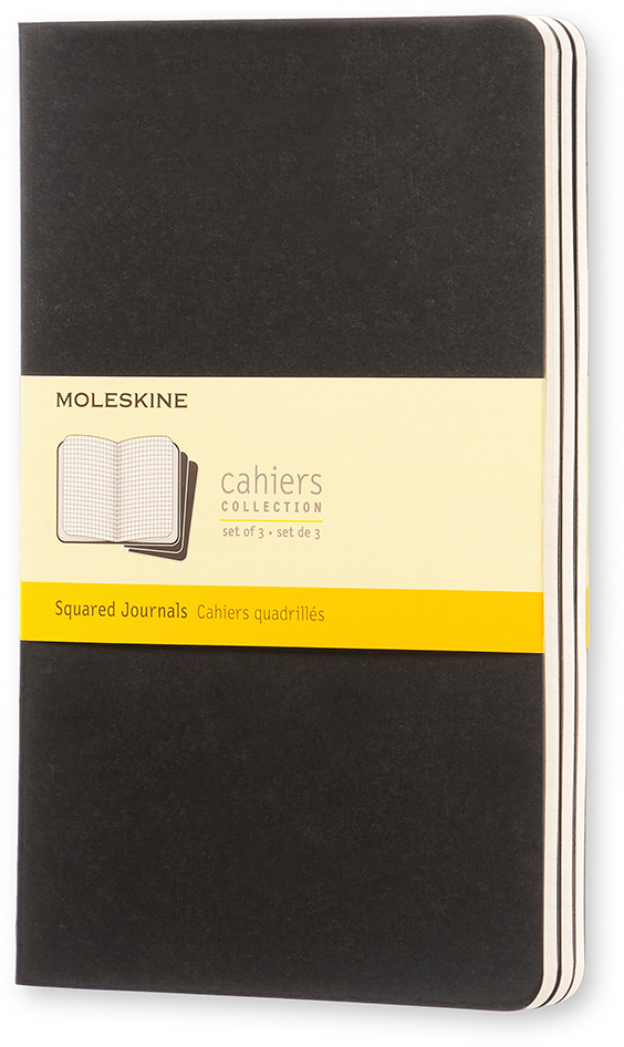 MOLESKINE Cahier A5 496-3 quadrillé, noir 3 pcs.