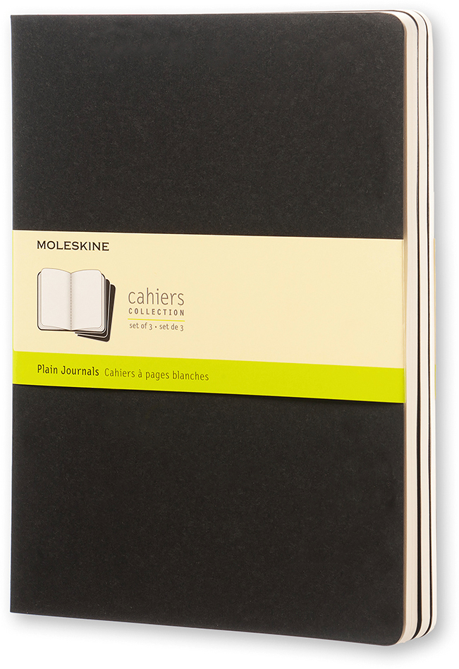 MOLESKINE Cahier XL 25x19cm 503-8 en blanc, noir 3 pcs.