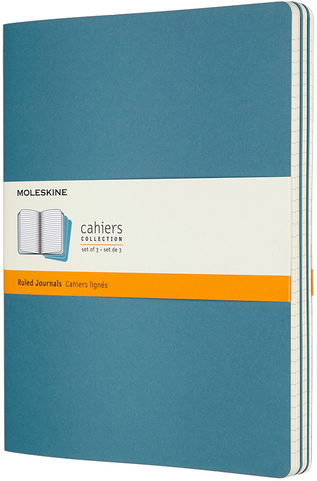 MOLESKINE CahierxL 3x 25x19cm 629605 lingé, vivid bleu, 120 pages