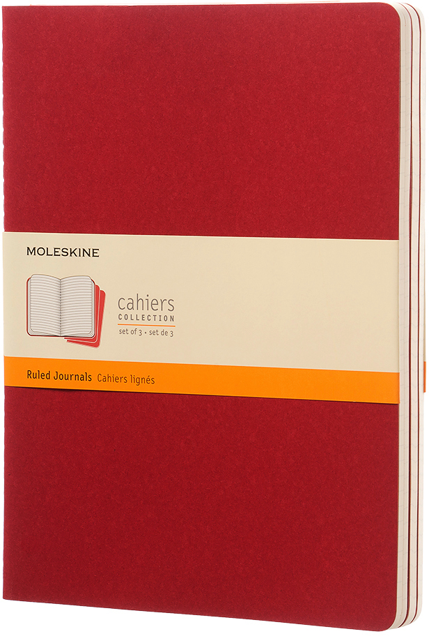 MOLESKINE Cahier XL 25x19cm 931076 ligné, rouge 3 pcs. ligné, rouge 3 pcs.