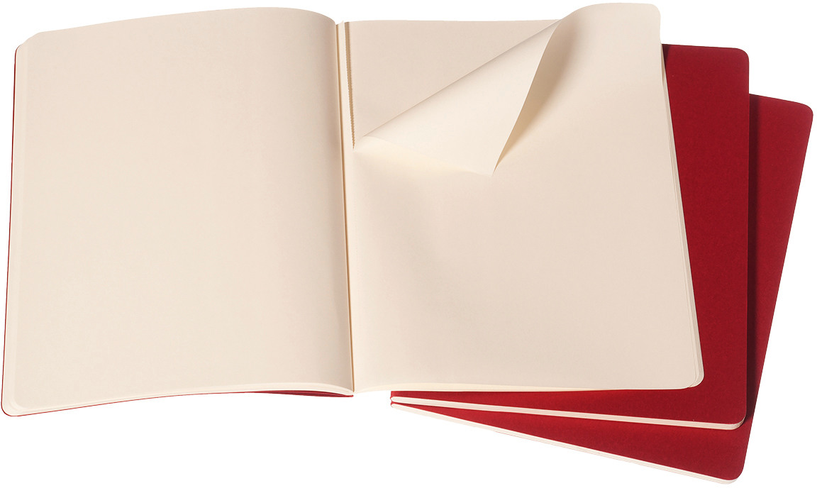 MOLESKINE Cahier XL 25x19cm 931090 en blanc, rouge 3 pcs.