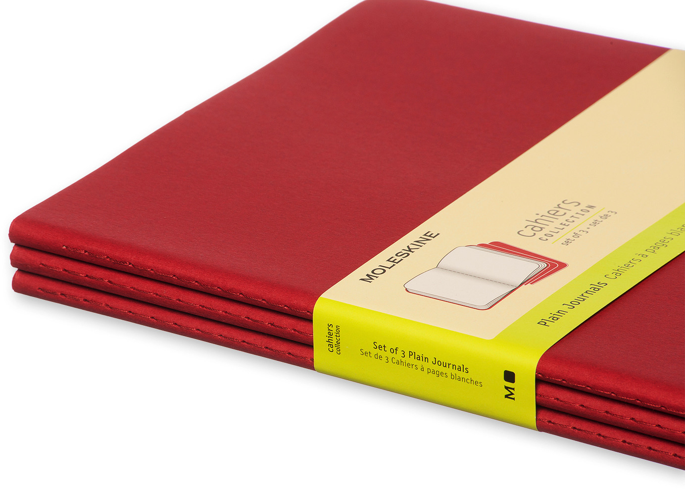MOLESKINE Cahier XL 25x19cm 931090 en blanc, rouge 3 pcs.